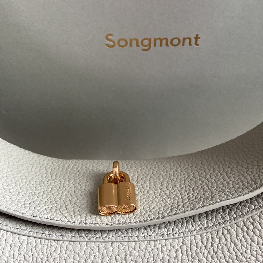 Songmont Pebbled Luna Jade Crescent Hobo Bag with Gold Hardware - Picture 4 of 13